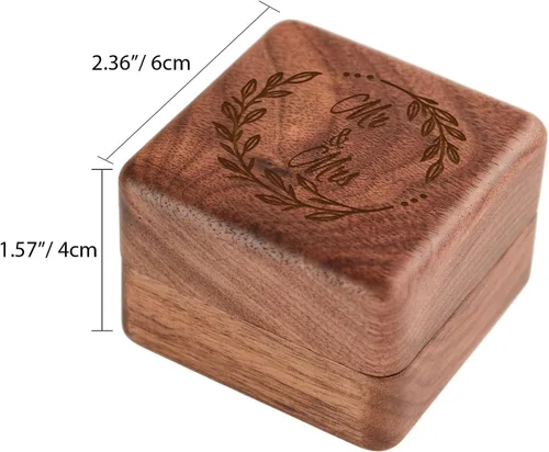 Miniatura 4 de Roycraft Caja de anillos Mr & Mrs con 2 ranuras para propuesta, boda, ceremonia, compromiso, día de San Valentín, cumpleaños, caja de madera