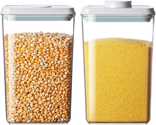 Miniatura 13 de Juego de 8 recipientes herméticos de almacenamiento de alimentos con tapas, recipientes apilables para organización de despensa de cocina, ideal 9