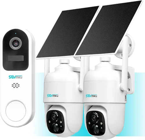 SOVMIKU Vicohome - Cámara de seguridad solar AI 2K inalámbrica para exteriores y timbre, audio bidireccional, detección de movimiento, vista de