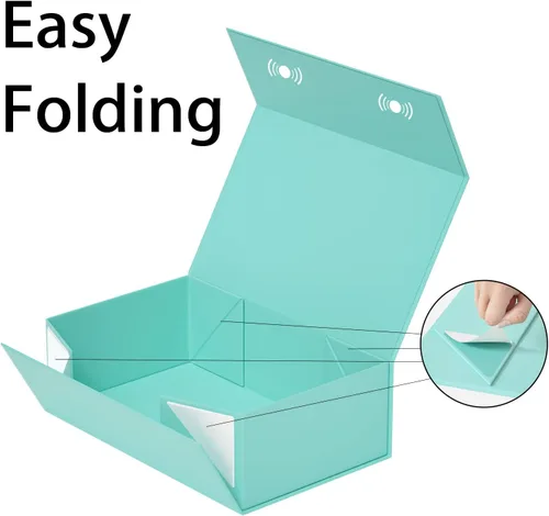 Miniatura 4 de Caja para regalo turquesa, cajas de regalo de 9.5x6x3 pulgadas con tapas, cierre magnético, rectangular, plegable, para caja de propuesta de dama