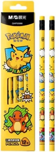 Miniatura 5 de Lápices Pikachu con goma, lápices triangulares 2B, 12 unidades (Azul)