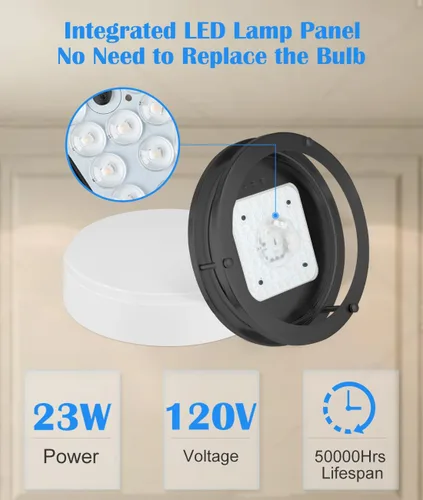 Miniatura 4 de Paquete de 2 Lámparas de Techo Negras, Lámpara de Techo LED de Montaje al Ras de 10 Pulgadas - Luces LED de Baño y Dormitorio Negro Mate