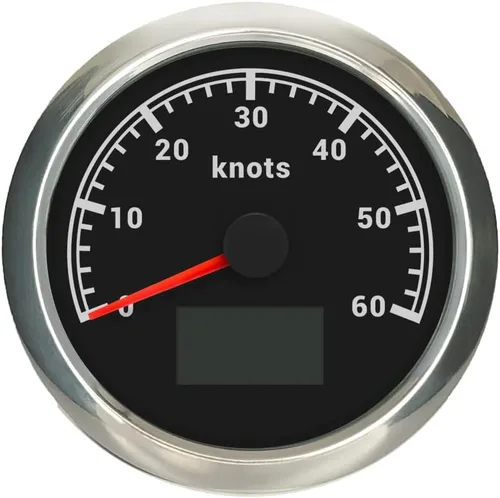 Miniatura 28 de ELING Velocímetro GPS de 3 3/8 pulgadas (3.346 in) 0-200 MPH con kilometraje total Tripmeter Curso sobre el suelo 12V 24V con 8 colores Negro+Negro