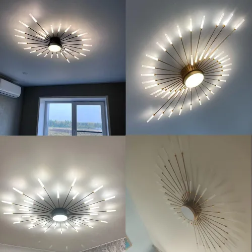 Miniatura 8 de Lámpara de techo LED regulable de 32 pulgadas, 12 luces de techo, lámpara de techo empotrada, iluminación de interior dorada para sala de estar, 12