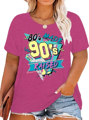 Camisa Made Me de los años 80 Baby 90 para mujer, tallas grandes, trajes de los años 90, camisetas retro de los años 80