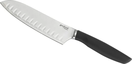 GoodCook Touch - Cuchillo Santoku de 7 pulgadas, acero de alto carbono, agarre cómodo antideslizante, hoja de cuchillo con hoyuelos para cortar
