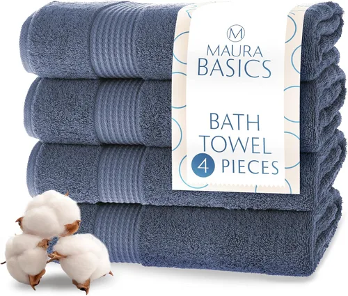 Miniatura 64 de MAURA Basics - Toallas de baño de 100 % algodón turco con bucles de gancho. Juego de toallas de felpa absorbentes de lujo extra grandes para baño