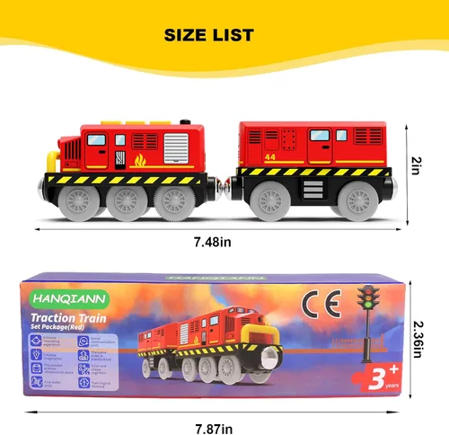 Miniatura 5 de Juguete de tren de locomotora a batería para pista de madera, camión de bomberos motorizado con luz y sonido, ajuste para tren Brio, regalo
