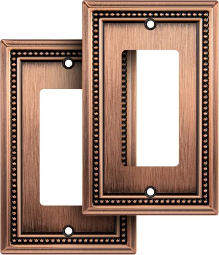 Miniatura 94 de Henne Bery Sunken Pearls - Placa de pared decorativa resistente para interruptor, cubierta para tomacorrientes (doble dúplex, níquel satinado)