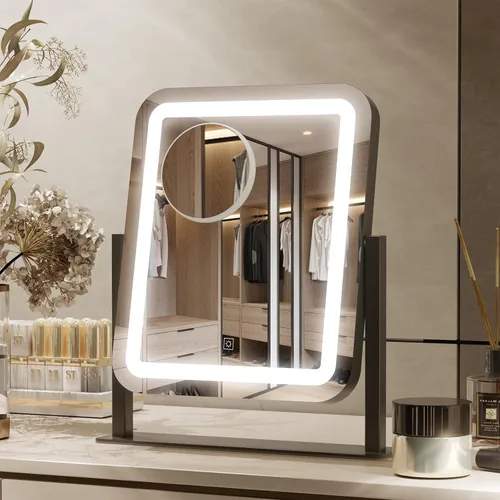 Miniatura 13 de PRIMETEK Espejo de tocador con luces, espejo de maquillaje grande de 19 x 22 pulgadas con luces, espejo de maquillaje iluminado LED, pantalla táctil