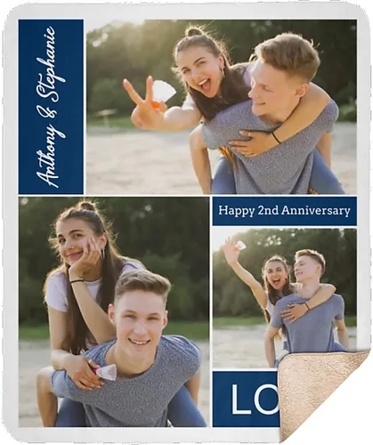 Miniatura 5 de Manta personalizada con collage de 3 imágenes a todo color. Personalizado de tus fotos y apellido. Manta de forro polar súper suave para bebés