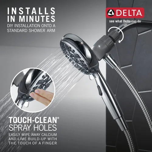 Miniatura 5 de Delta Faucet 6-Spray SureDock - Cabezal de ducha magnético con rociador de mano, cabezal de ducha cromado con manguera, cabezales de ducha y duchas