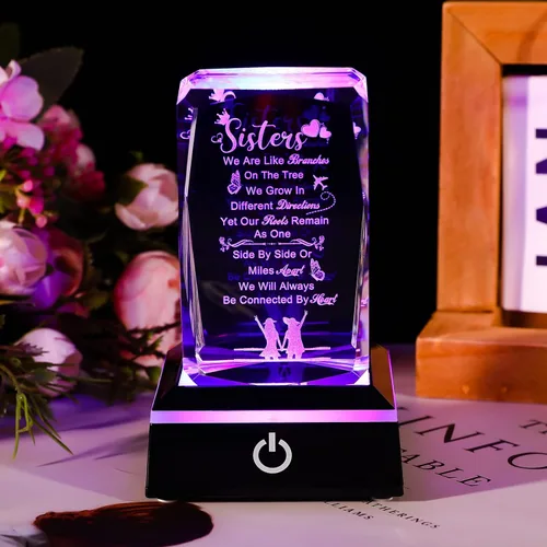 Miniatura 3 de Movdyka Regalos divertidos para hermanas, hermanas grabadas en 3D con base, el mejor regalo único de cumpleaños, Navidad, boda, graduación, hermana
