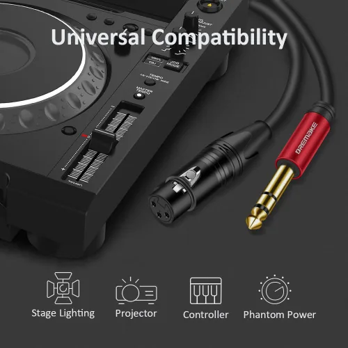 Miniatura 2 de Cable de audio XLR equilibrado de 10 pies a 1/4, Jack de 0.250 in (1/4 pulgada) TRS macho a XLR hembra Cable de micrófono de interconexión de señal