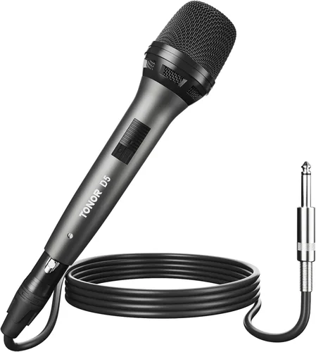 TONOR Micrófono Vocal Profesional para Cantar, Micrófono de Karaoke Dinámico de Mano con Cable, Micrófono de Estudio Cardioide con Cable XLR de 4.5M