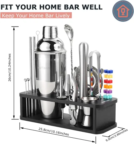 Miniatura 2 de HMYBAR® Juego de coctelera de 22 piezas (24oz/700ml) Kit de mixología para bartender Juego de herramientas de bar Juego para hacer Martini