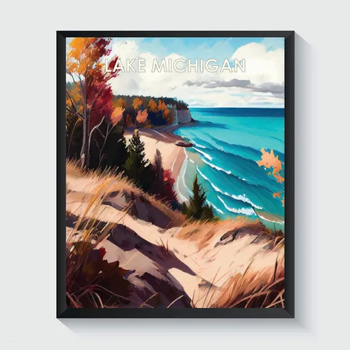 Miniatura 9 de Yellowstone Lake - Póster impreso artístico, ilustración, arte de pared, decoración de paisaje retro, paisaje, obra de arte para decoración de Lago