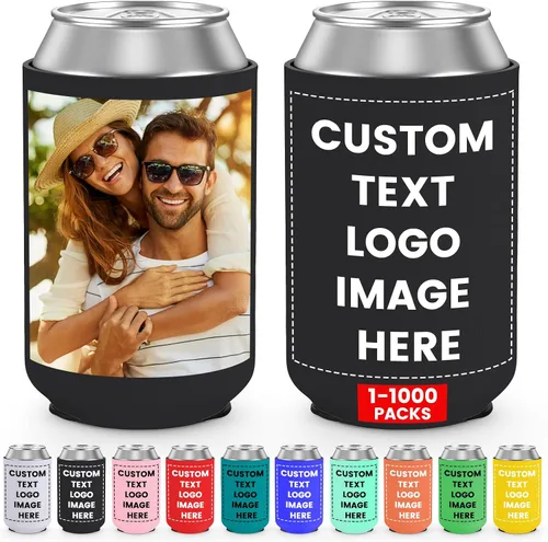 Miniatura 15 de Paquete de 300 enfriadores de latas personalizados a granel, enfriador de latas personalizado con logotipo de foto texto para bodas, cumpleaños