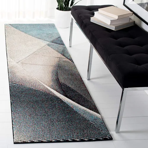 Miniatura 39 de SAFAVIEH Hollywood Collection - Alfombra decorativa de 2 pies 7 pulgadas x 5 pies, gris y azul, diseño moderno de mediados de siglo, no desprende