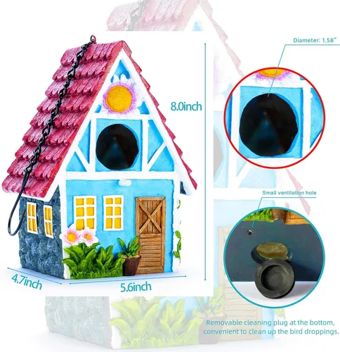 Miniatura 4 de Casa para pájaros de jardín para exteriores, colgar al aire libre, campestre, lindas casas de pájaros para pinzones de Wren, colibrí, árbol