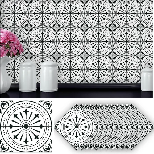 Miniatura 11 de Alwayspon 12 calcomanías mate para azulejos de pared, despegar y pegar, calcomanías de vinilo autoadhesivas para azulejos de cocina y baño, 6 x 6