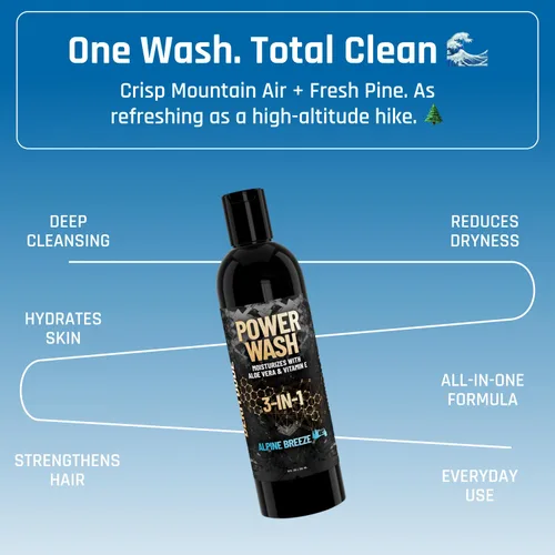 Miniatura 3 de Derm Dude Gel de baño 3 en 1, champú y acondicionador para hombres Gel de ducha hidratante diario con aloe vera y vitamina E Todo