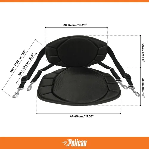 Miniatura 5 de Pelican Boats - Sit-on-top Kayak or SUP Seat – PS0480-3 - Universal Fit Water Repellent Cushion with Back Support, Black