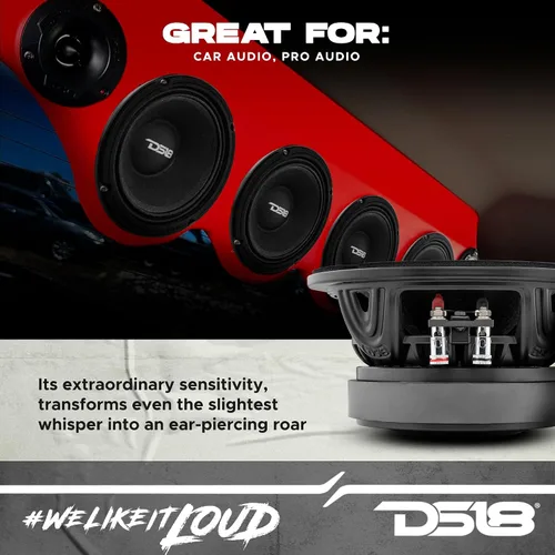 Miniatura 3 de DS18 PRO-EXL68 - Altavoz de 6.5 pulgadas, rango medio, canasta de aluminio rojo, 600 W máximo, 300 W RMS, 8 ohmios, imán de ferrita