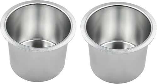 SEETOOOGAMES Inserto de taza para mesa de póquer de aluminio jumbo con caída (paquete de 2) (plateado)