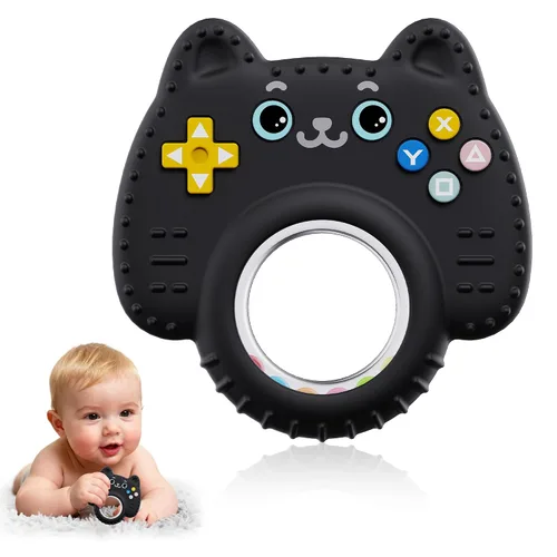 Juguetes de dentición para bebés de 0 a 6 a 12 meses, controlador de juego remoto 3 en 1, juguete sensorial de sonajero para bebés, sin BPA,