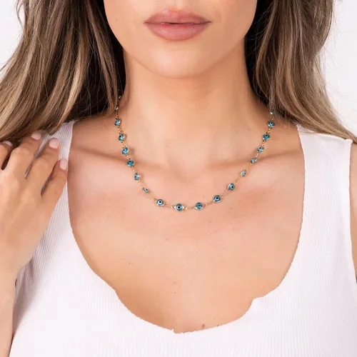 Miniatura 3 de Barzel Collar de Ojo Malvado Chapado en Oro de 18 Quilates - Fabricado en Brasil