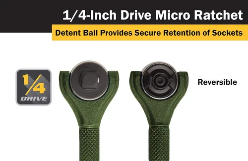 Miniatura 3 de Titan Tools 11324 - Destornillador con trinquete micro de 1/4 de pulgada x 4 pulgadas y 90 dientes - Verde