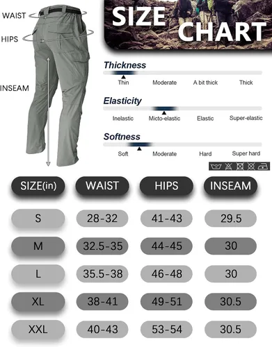 Miniatura 38 de Pantalones de senderismo para hombre, ligeros, resistentes al agua, de secado rápido, pesca, viajes, campamento, al aire libre, transpirables