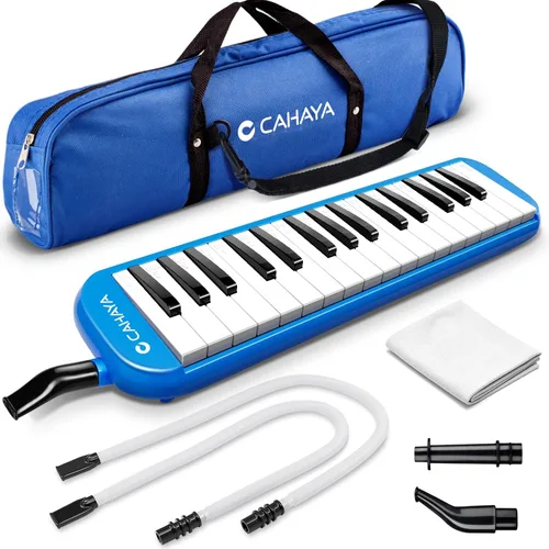 CAHAYA Melodica 2 Juegos de Tubos de Boquillas Dobles Melódicas Estilo Piano 32 Teclas Portátil con Bolsa de Transporte, Azul, CY0050-2 32