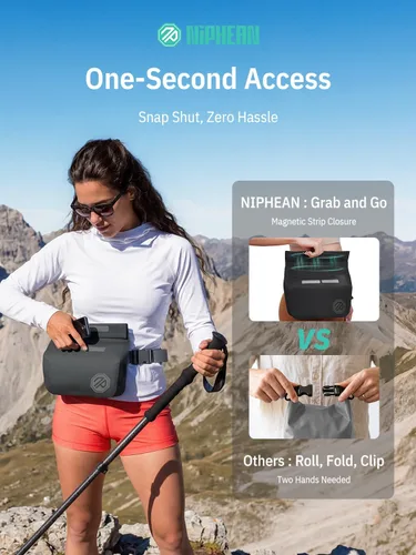Miniatura 2 de niphean Riñonera impermeable IPX7 con cierre magnético con una sola mano, bolsa seca impermeable duradera, para kayak, remo, crucero en la playa