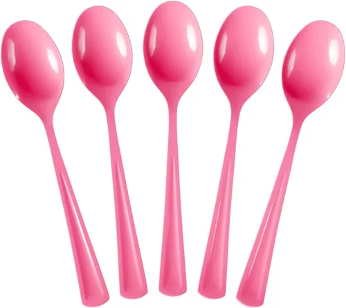 Miniatura 19 de Exquisite Cucharas de plástico moradas, 50 piezas, cucharas moradas, utensilios desechables, juego de cubiertos de plástico resistente