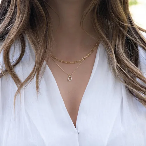Miniatura 4 de Yoosteel Regalos para el día de San Valentín para niñas y ella, collares con iniciales de oro para mujer, chapado en oro, collar con dije de letra