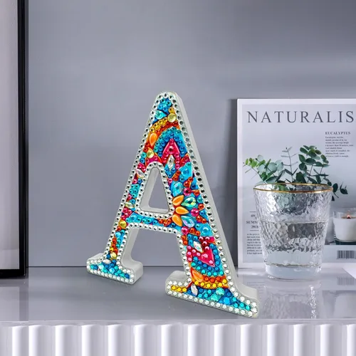 Miniatura 2 de YOYA Letras de Artesanía de Madera con Arte de Diamantes 5D de 6 Pulgadas para Decoración de Pared, Kits de Arte de Diamantes de Letras de A