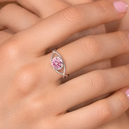 Miniatura 48 de Gem Stone King 7MM Round Gemstone Birthstone Solitaire Ring for Women Twisted Rope Band in 925 Sterling Silver Available in Sizes 5, 6, 7, 8, 9