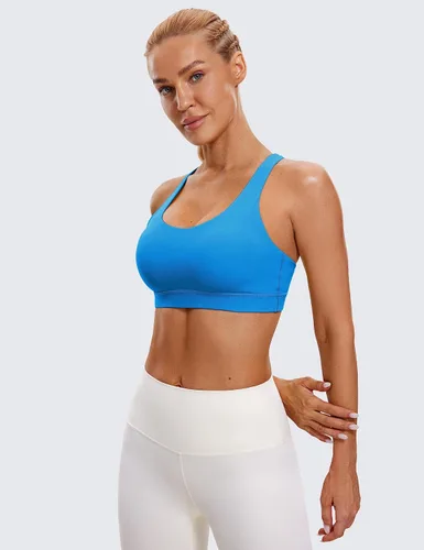 Miniatura 2 de CRZ YOGA - Top deportivo con tirantes delgados para mujer, brasier deportivo acolchado para yoga, entrenamiento y fitness, con espalda cruzada