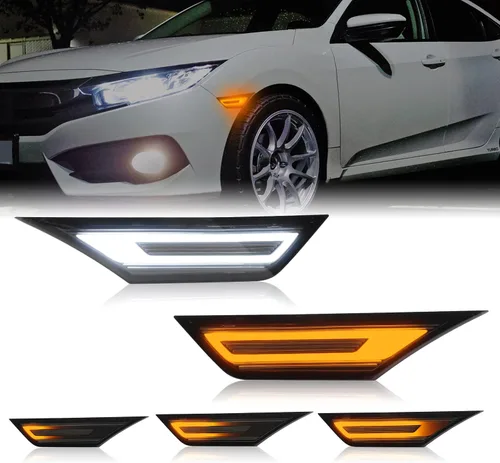 Luces de señal de giro LED secuenciales delanteras de reemplazo para Civic Coupe/Hatchback/Sedan 2016-2021, luz de marcador lateral dinámica,