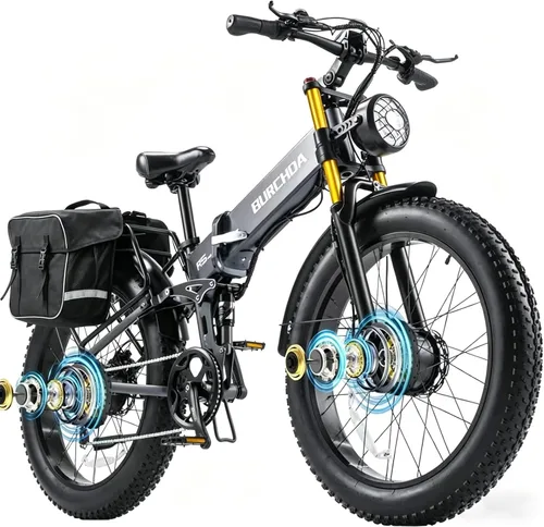 Miniatura 11 de 2026 AWD Electric Bike for Adults Dual Motor 5000W/3000W/1500W Peak 40MPH/32MPH Fast Ebike, Up to 70 /90 /160 Miles Long Range, 26" Full Suspension