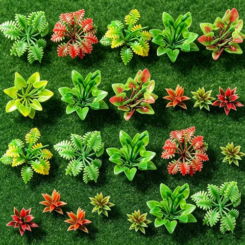 Miniatura 5 de Rileryan 90 piezas de plantas modelo mixtas plantas en miniatura, mini arbustos verdes, modelo de arbustos para tren, paisaje, ferrocarril, arena