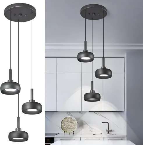 Modernas lámparas colgantes negras para isla de cocina, mini cúpula, lámpara colgante para dormitorio, sala de estar, comedor, bar (3 luces)