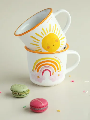 Miniatura 2 de TREEWOO Bonita Taza de Arcoíris de 12oz Buenos Días Taza de Cerámica con Asa Taza de Café Té Leche Agua Regalo para Hombres Mujeres Navidad