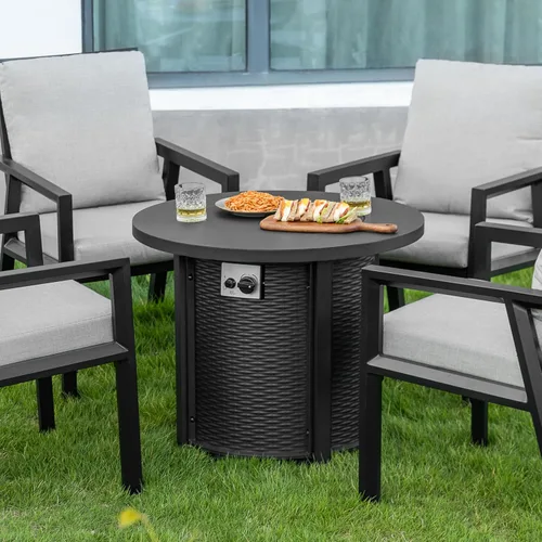 Miniatura 3 de Nuu Garden Mesa redonda de propano de 30 pulgadas para exteriores, con certificación CSA, hoguera de gas 2 en 1 con marco de metal en relieve