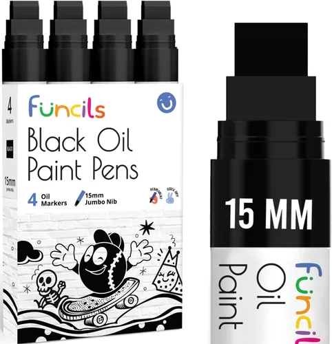 Miniatura 9 de Marcadores de pintura a base de aceite jumbo de 0.591 in (paquete de 10) - Bolígrafos de pintura al óleo para metal, tela, vidrio, rocas, neumáticos