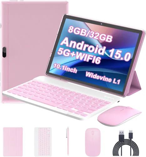 Miniatura 10 de Tablet Android 15, 10 pulgadas 8 GB RAM+64 GB ROM+1 TB Expand, procesador de cuatro núcleos de 1.8 GHz, tabletas 2 en 1