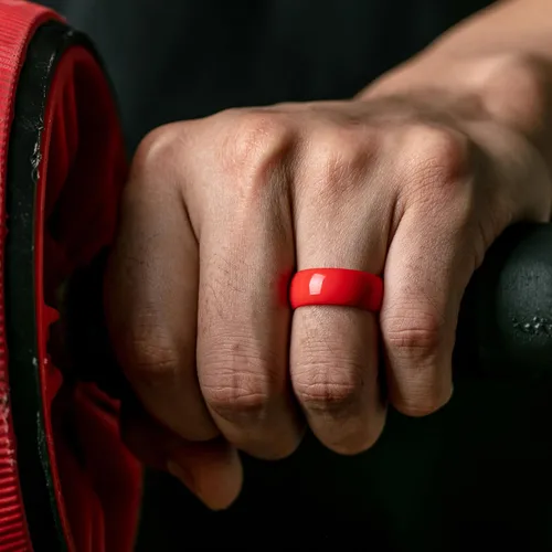 Miniatura 2 de ThunderFit Anillo de boda de silicona para hombres y mujeres, banda de compromiso de goma Ancho para hombres de 0.315in Mujer de 0.217in Grosor