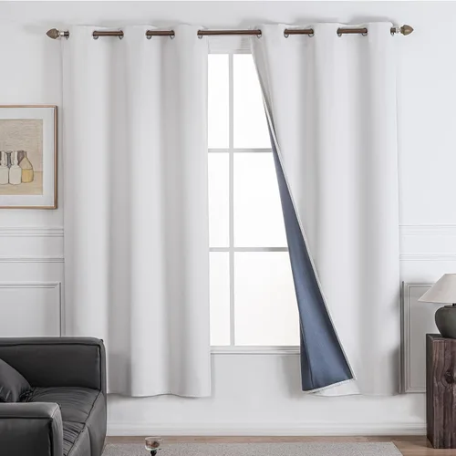 Miniatura 11 de NANPIPER Cortinas 100% opacas para dormitorio, juego de 2 paneles de 54 pulgadas de largo, cortinas de tratamiento de ventanas con aislamiento